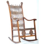 EARLY 20TH CENTURY ANTIQUE MAHOGANY AND LEATHER ROCKING CHAIR