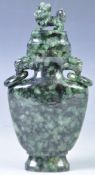 19TH CENTURY CHINESE GREEN JADE BOTTLE AND COVER