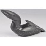 HAND CARVED INUIT ART BLACK LOON BIRD BY JIMMY IQALUQ