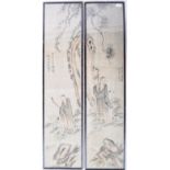 PAIR OF 19TH CENTURY CHINESE ANTIQUE HAND PAINTED SILK PANELS