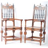 LOVELY MATCHING PAIR OF ARTS & CRAFTS OPEN ARM OAK CHAIRS