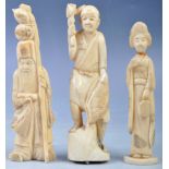 COLLECTION OF THREE 19TH CENTURY CHINESE IVORY FIGURES