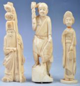 COLLECTION OF THREE 19TH CENTURY CHINESE IVORY FIGURES