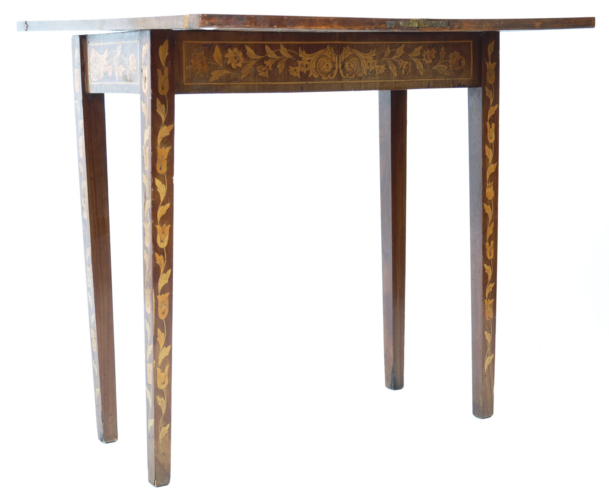 19TH CENTURY ENGLISH DUTCH MARQUETRY INLAID CARD TABLE - Image 4 of 6