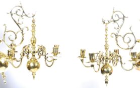 19TH CENTURY PAIR OF 17TH CENTURY DUTCH HANGING CHANDELIERS