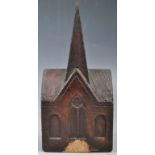 18TH CENTURY OAK HAND CARVED ECCLESIASTICAL MODEL OF A CHURCH