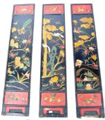 SET OF THREE 19TH CENTURY CHINESE ANTIQUE LACQUERED PANELS