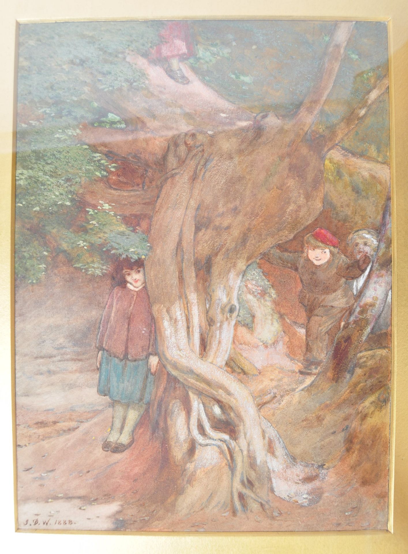 WATERCOLOUR PAINTING OF TWO CHILDREN IN TREE BY JOHN DAWSON WATSON - Bild 2 aus 5