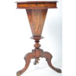 STUNNING 19TH CENTURY WALNUT TRUMPET WORK BOX / SEWING TABLE