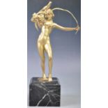 EARLY 20TH CENTURY ART DECO BRONZE OF NUDE WITH PEACOCK AND GRAPES