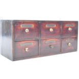 18TH CENTURY LACQUERED OAK MULTI DRAWER APOTHECARY CHEST OF SIX DRAWERS