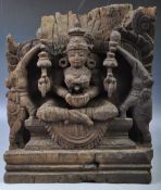19TH CENTURY INDIAN CARVED PANEL DEPICTING GODDESS LAKSHMI