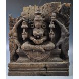 19TH CENTURY INDIAN CARVED PANEL DEPICTING GODDESS LAKSHMI