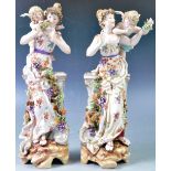 PAIR OF 19TH CENTURY NAPLES MARK MAIDEN AND CHREUB FIGURINES