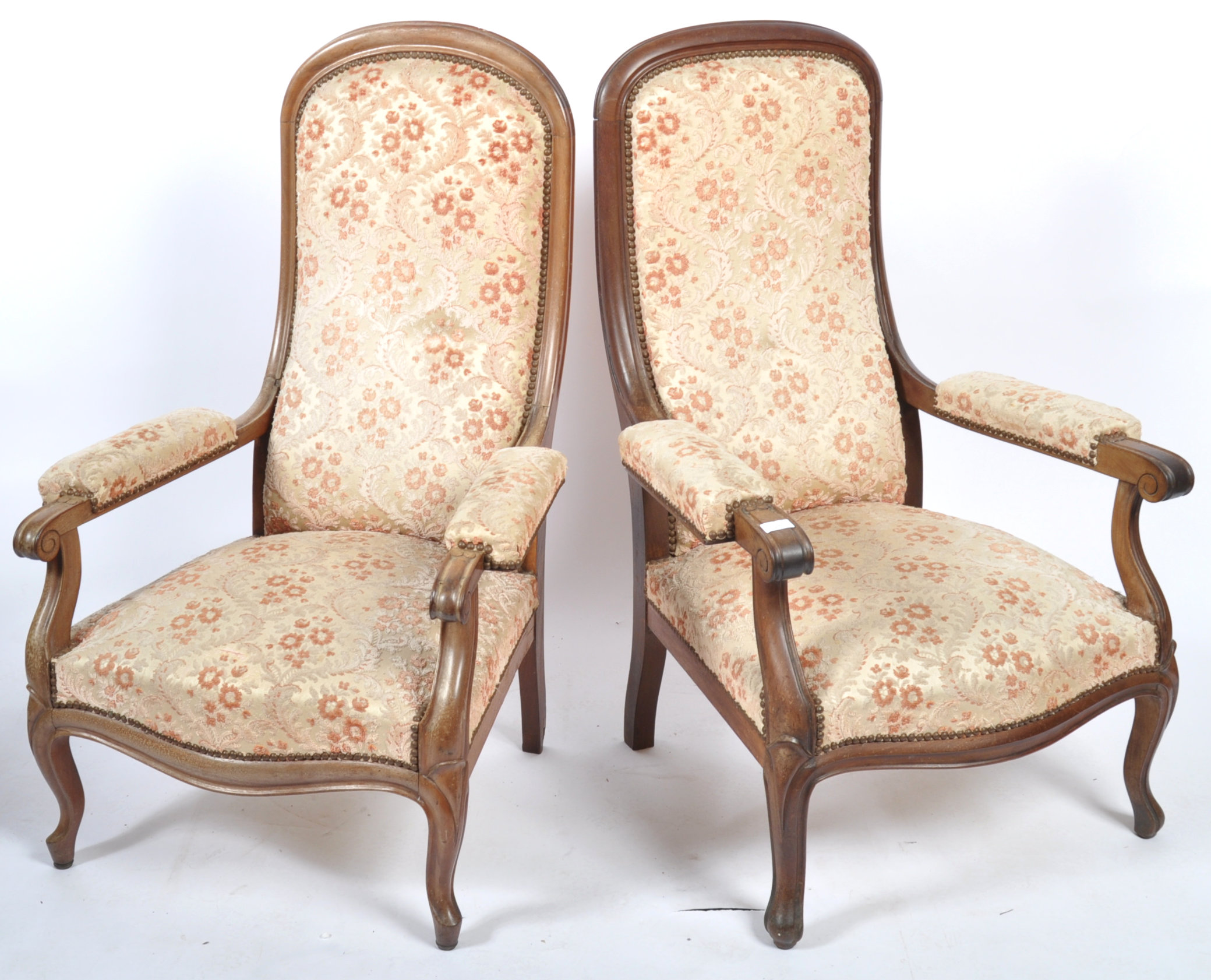 PAIR OF 19TH CENTURY FRENCH HIS AND HERS ARMCHAIRS - Image 2 of 6