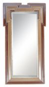 19TH CENTURY MAHOGANY FRAMED BEVELLED EDGE WALL MIRROR