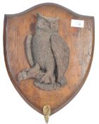 UNUSUAL 19TH CENTURY ENGLISH ANTIQUE HAND CARVED OWL