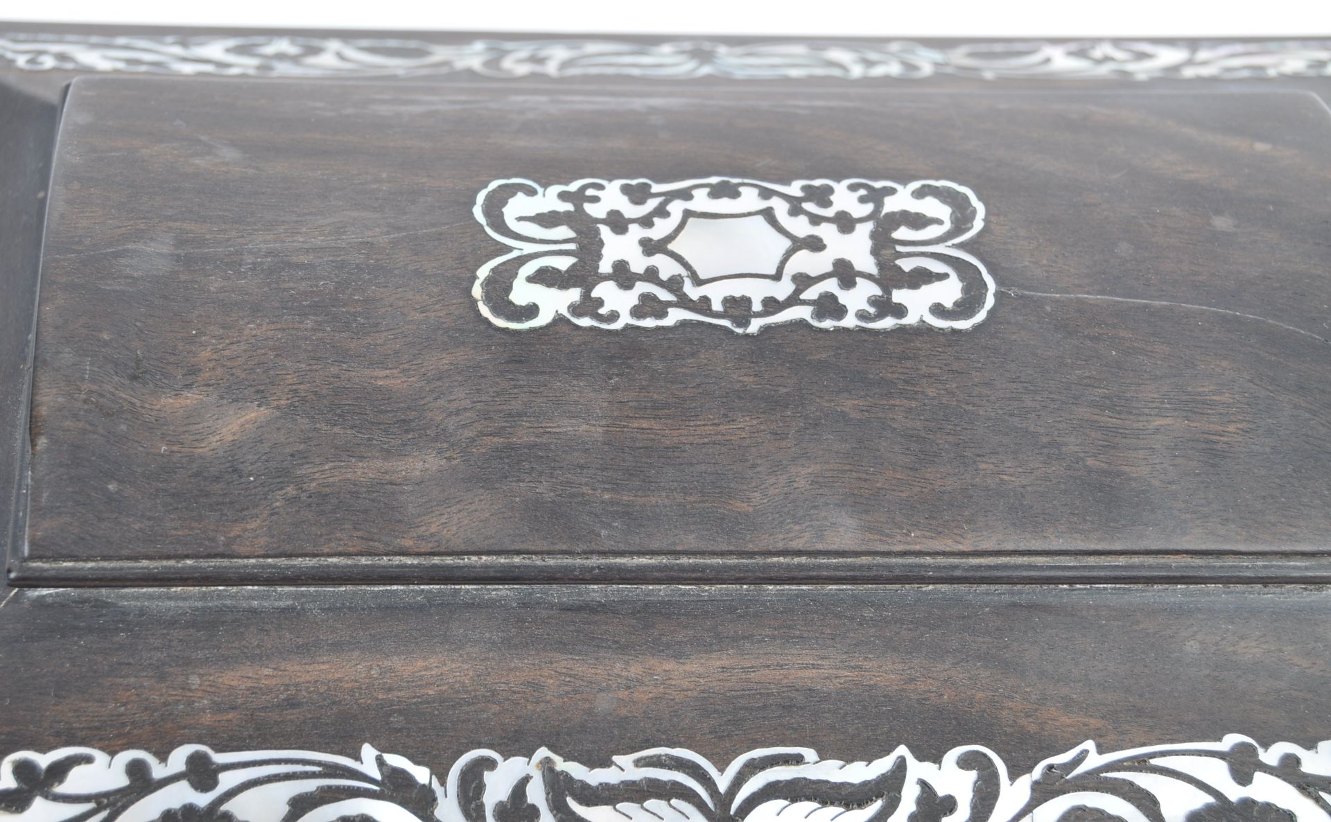 A 19TH CENTURY VICTORIAN EBONY AND MOTHER OF PEARL - Image 6 of 7