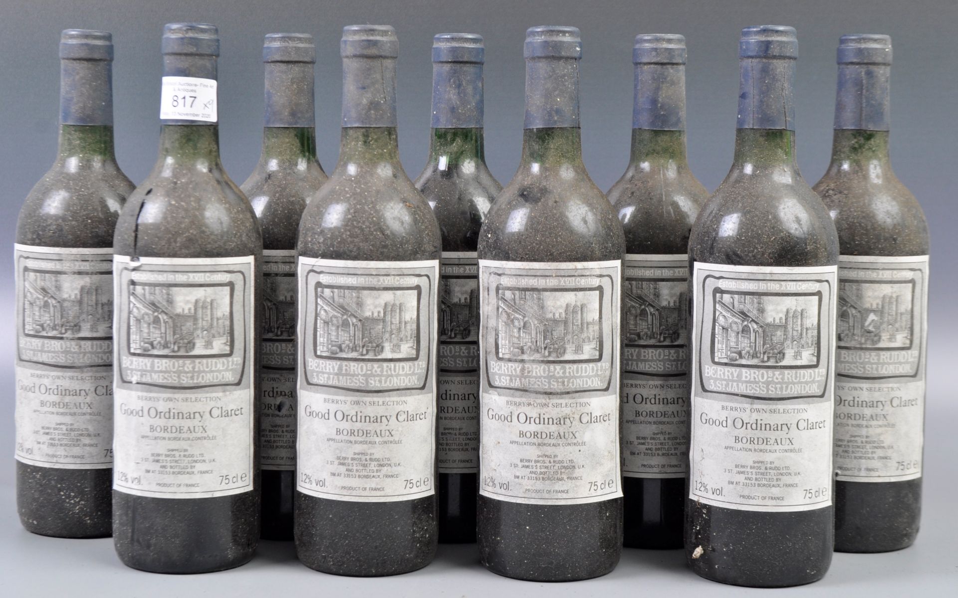 COLLECTION OF 9X BOTTLES OF BERRYS OWN CLARET BORDEAUX