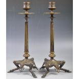 PAIR OF 19TH CENTURY BRONZE THOMAS HOPE MANNER CANDLESTICKS