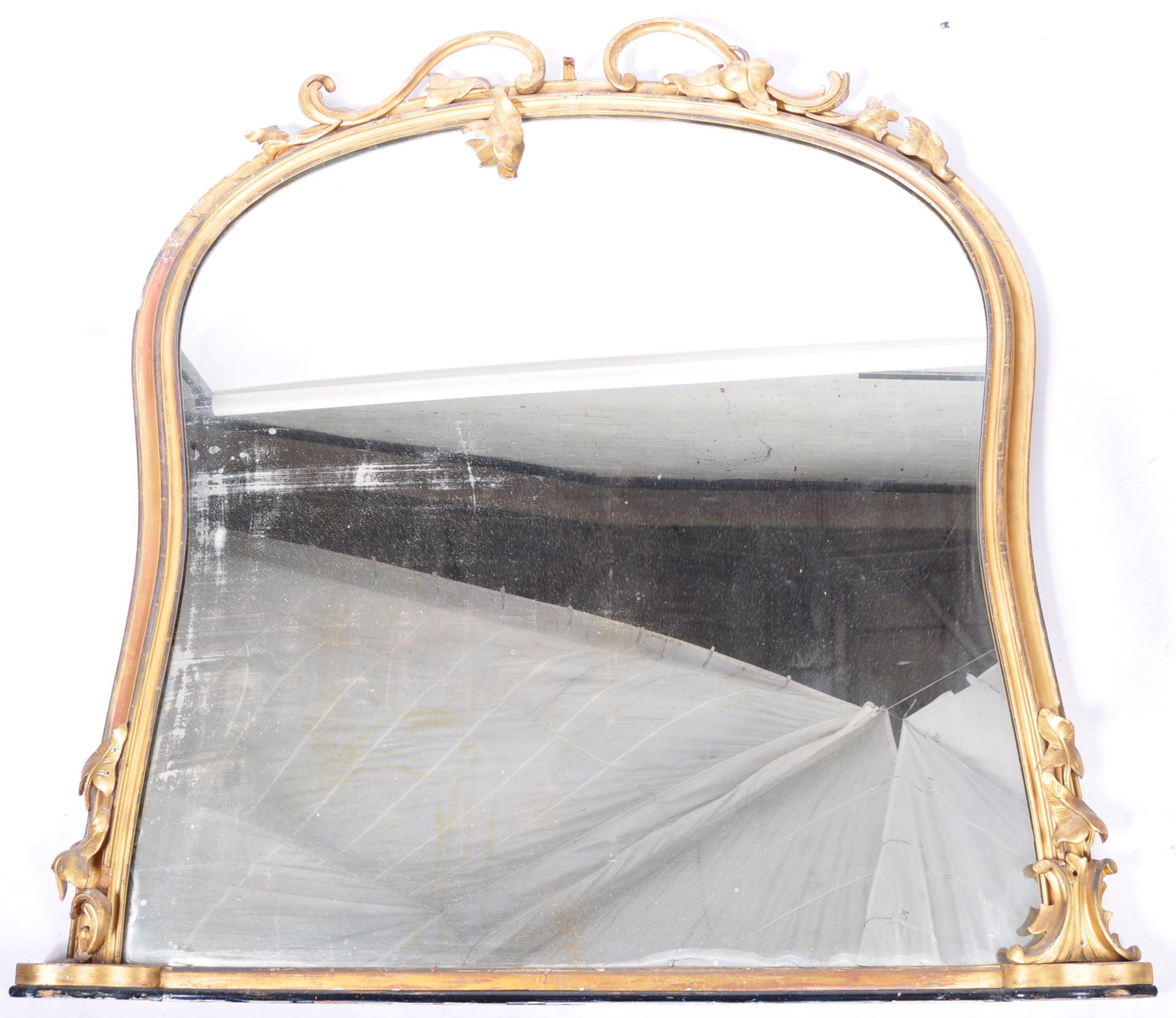 LARGE VICTORIAN GILT OVERMANTEL MIRROR