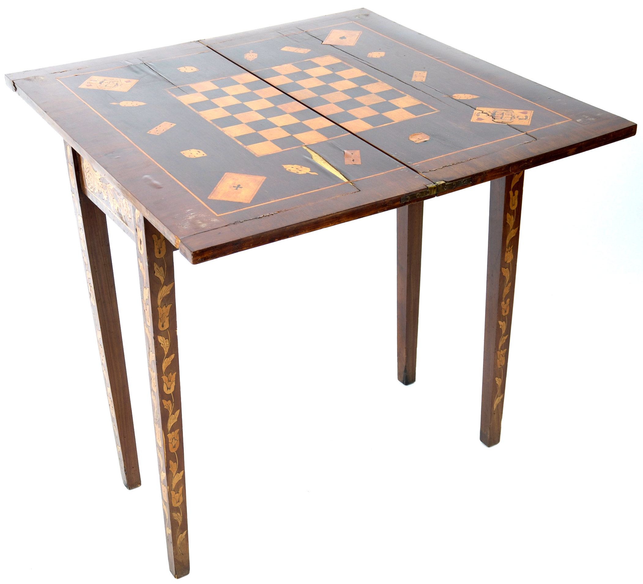 19TH CENTURY ENGLISH DUTCH MARQUETRY INLAID CARD TABLE - Image 5 of 6