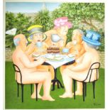 BERYL COOK TEA IN THE GARDEN SIGNED PRINT