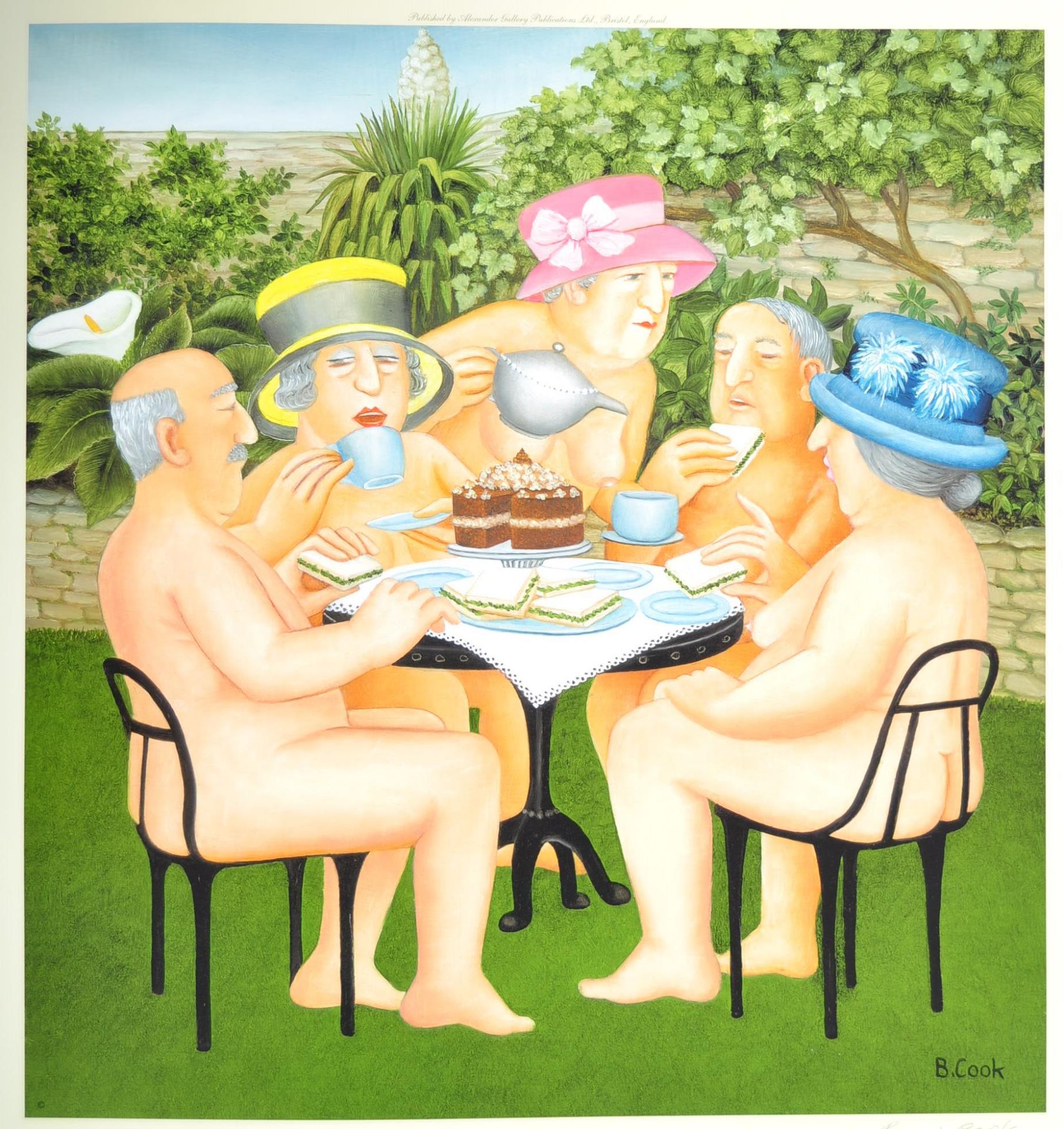 BERYL COOK TEA IN THE GARDEN SIGNED PRINT