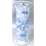 19TH CENTURY CHINESE KANGXI MARK BLUE AND WHITE GU VASE