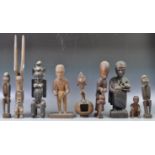 COLLECTION OF AFRICAN CARVED ANTIQUE TRIBAL FIGURINES