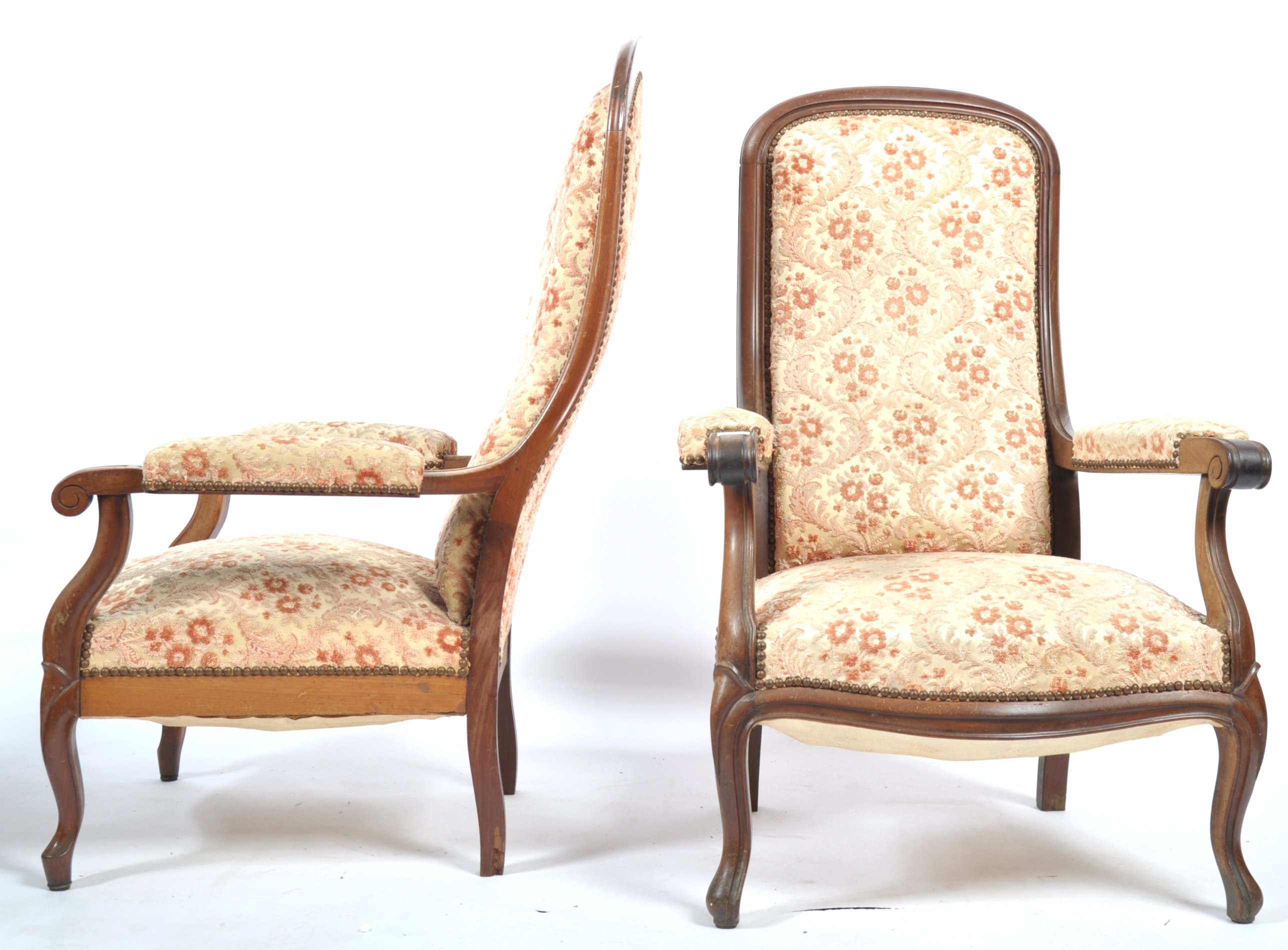 PAIR OF 19TH CENTURY FRENCH HIS AND HERS ARMCHAIRS - Image 4 of 6