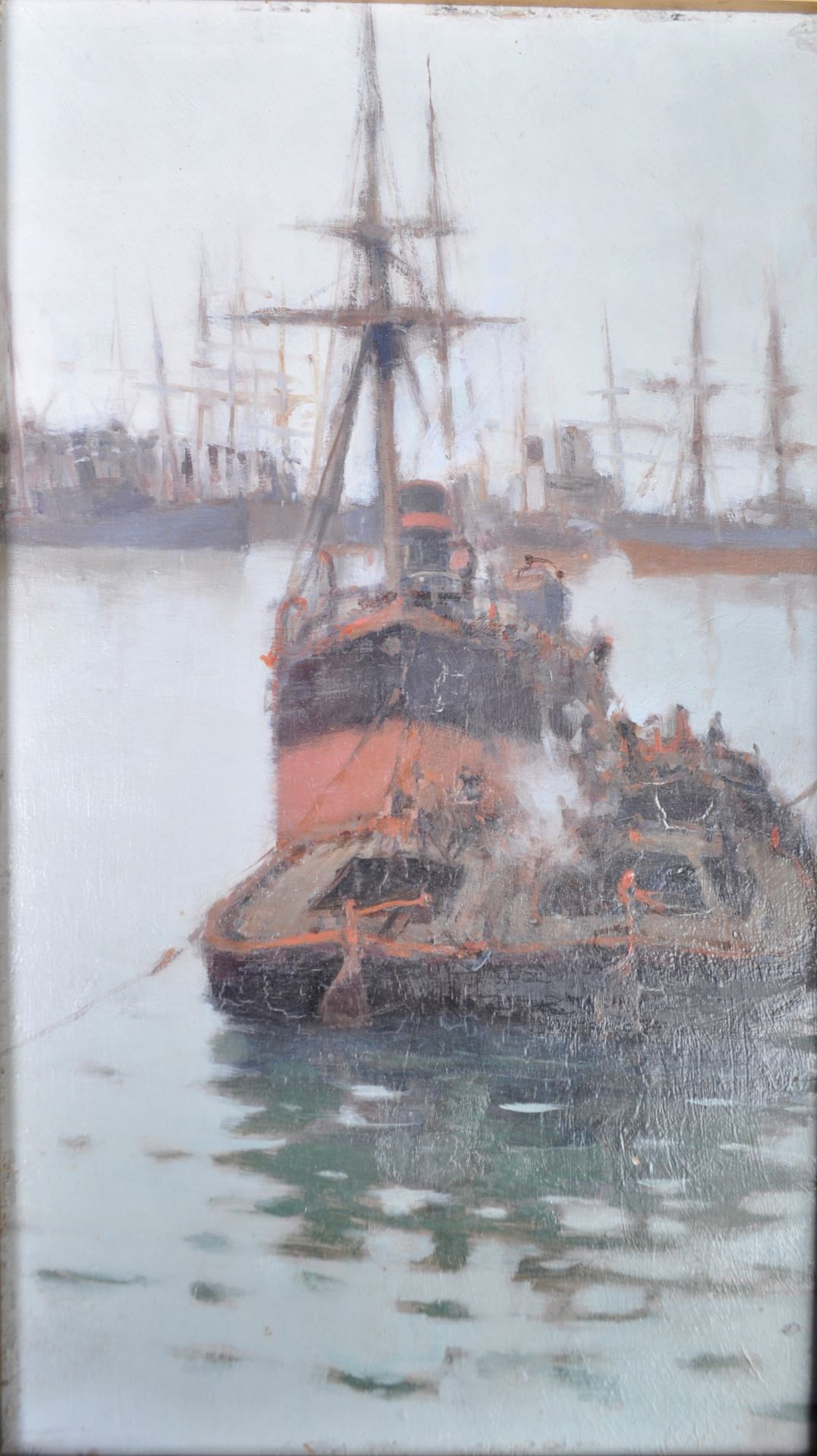 HARTLEPOOL DOCKS - EARLY 20TH CENTURY OIL ON BOARD PAINTING - Bild 2 aus 3