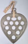 EARLY 19TH PEWTER HEART HANGING SPOON RACK