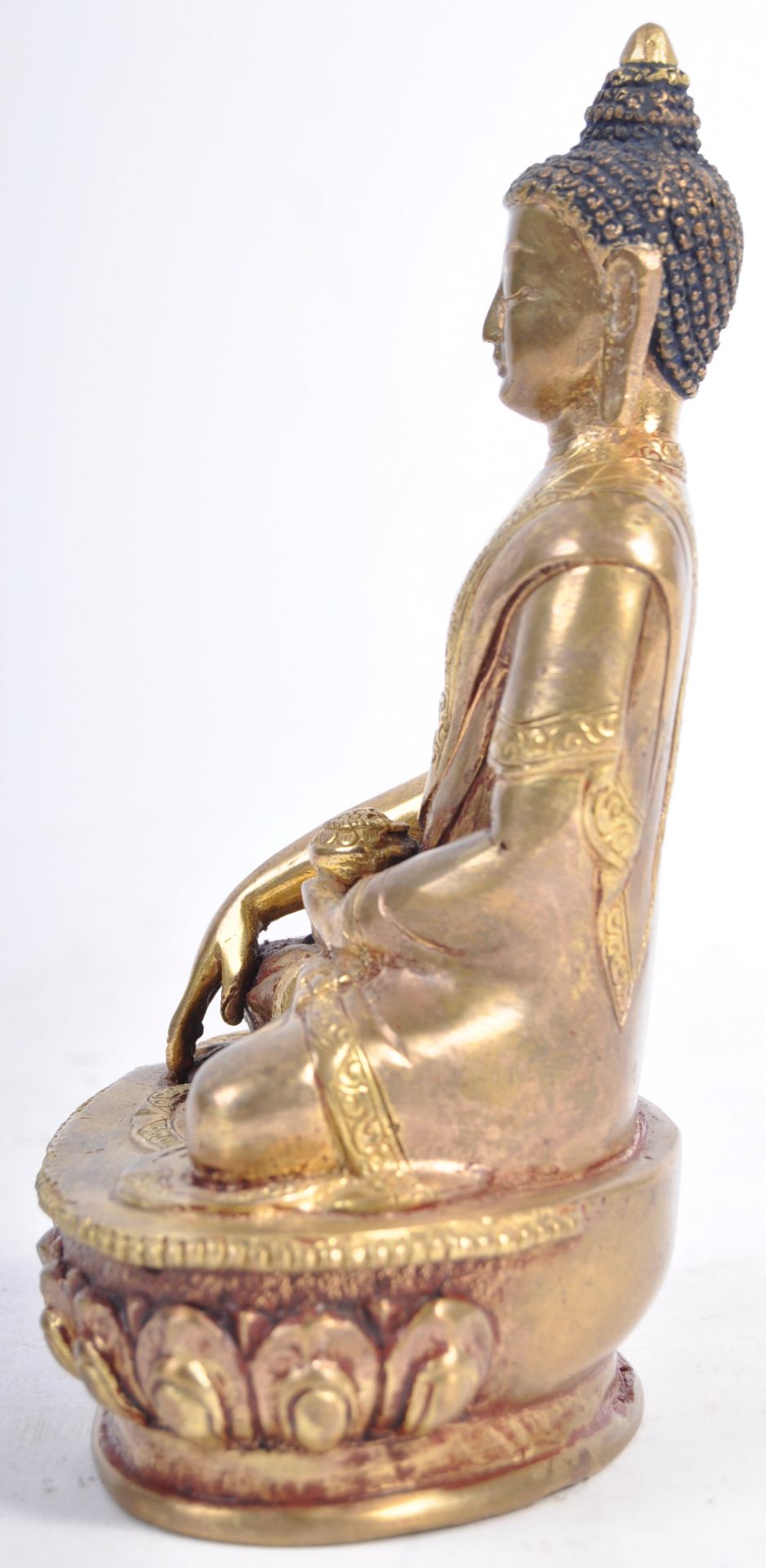 19TH CENTURY CHINESE GILDED BRONZE ORMOLU BUDDHA - Bild 4 aus 8