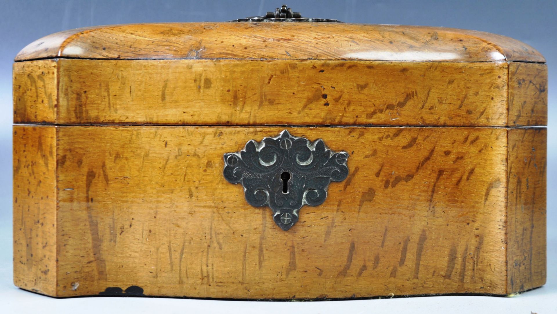 19TH CENTURY ANTIQUE OAK TRIPLE SECTION TEA CADDY