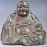 EARLY 20TH CENTURY HOLLOW BRONZE LAUGHING BUDDHA