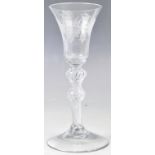 MID 18TH CENTURY GEORGIAN DOUBLE KNOP AIR TWIST STEM WINE GLASS