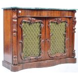 19TH CENTURY VICTORIAN ROSEWOOD AND MARBLE SERPENTINE SIDE CABINET
