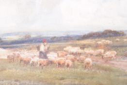 19TH CENTURY WATERCOLOUR PAINTING OF IRISH SHEPHERD