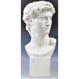 DECORATIVE WHITE MARBLE EFFECT BUST OF MICHELANGELOS DAVID