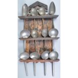 EARLY 19TH CENTURY DUTCH PAINTED SPOON RACK AND SPOONS
