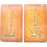STUNNING PAIR OF 19TH CENTURY PAINTED PANELS DEPICTING SHIPS