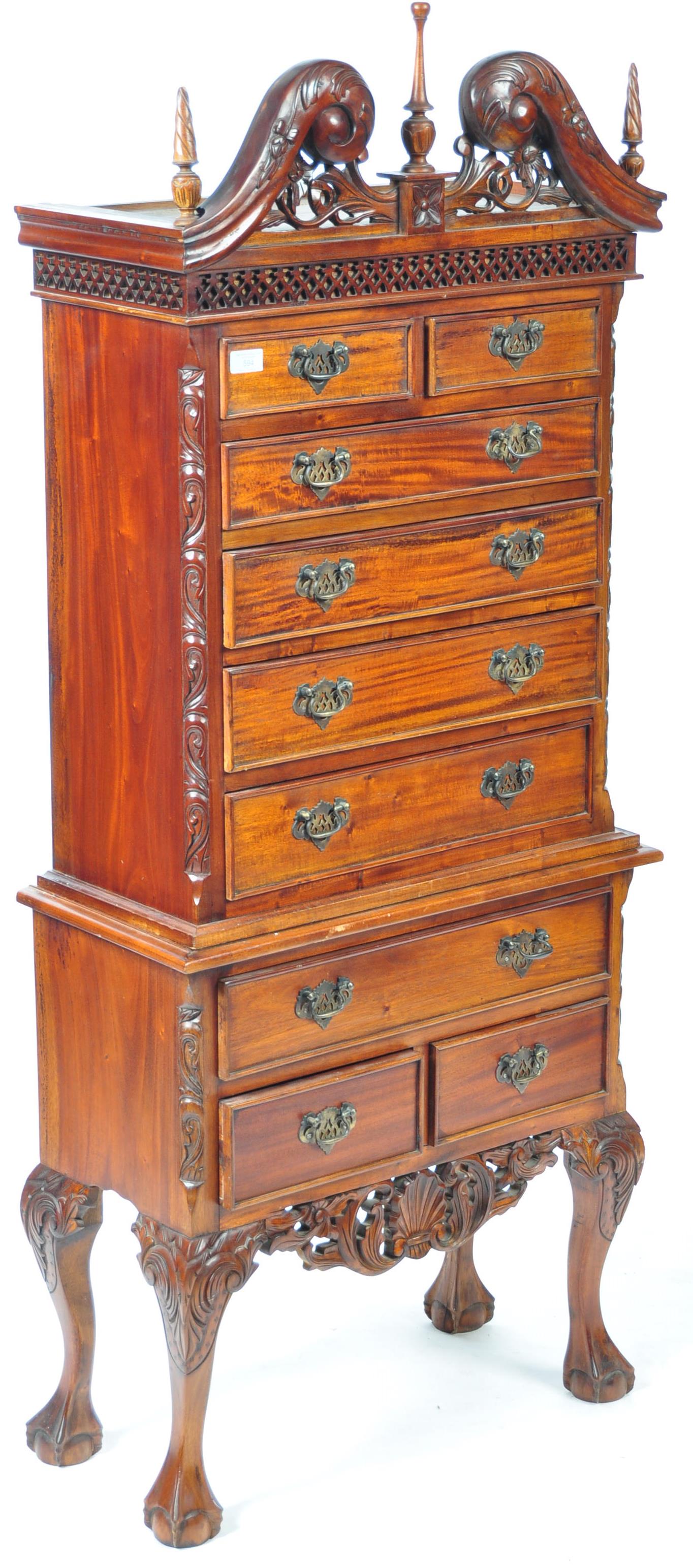 ANTIQUE STYLE MAHOGANY CHEST ON CHEST OF DRAWERS - Image 2 of 12