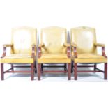 INCREDIBLE SET OF THREE LEATHER AND MAHOGANY GAINSBOROUGH CHAIRS
