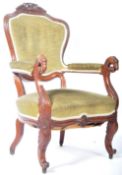 19TH CENTURY WALNUT ANTIQUE ARM CHAIR