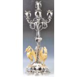 BEAUTIFUL SILVER PLATE AND GILT CENTERPIECE CANDELABRA