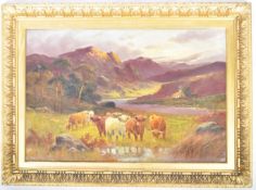 J. HALLER (SCOTTISH) - ANTIQUE OIL ON CANVAS HIGHLAND PAINTING