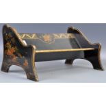 EARLY 20TH CENTURY CHINOISERIE BLACK LACQUER BOOK REST
