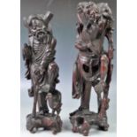 PAIR OF 19TH CENTURY CHINESE CARVED HARDWOOD FIGURES