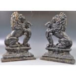 19TH CENTURY COALBROOKDALE MANNER LION RAMPANT DOORSTOPS